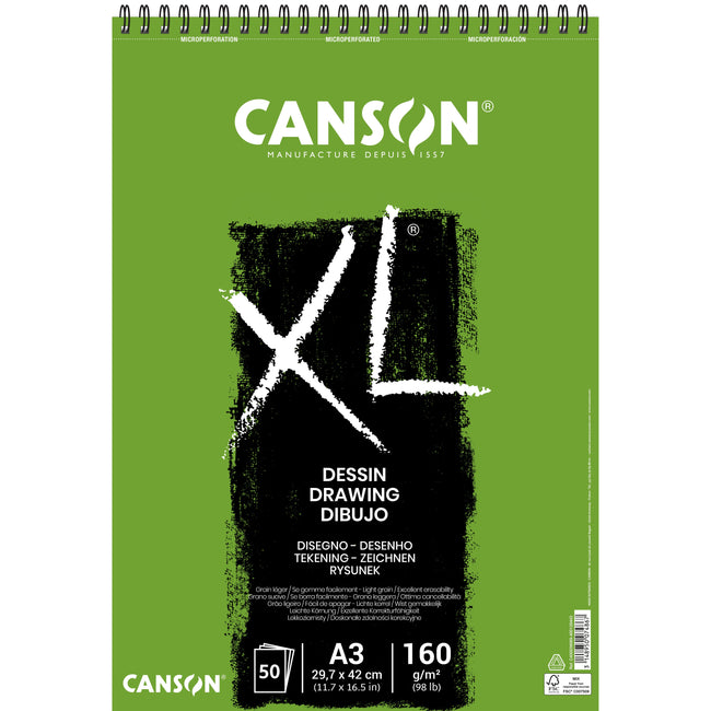 Canson - Zeichenpapier XL Drawing 50 Blatt 160gr A3 weiß
