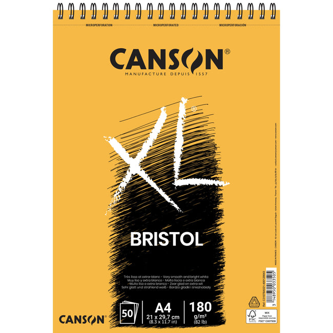 Canson - Bristolpapier XL Bristol 50 Blatt 180gr A4 extra weiß
