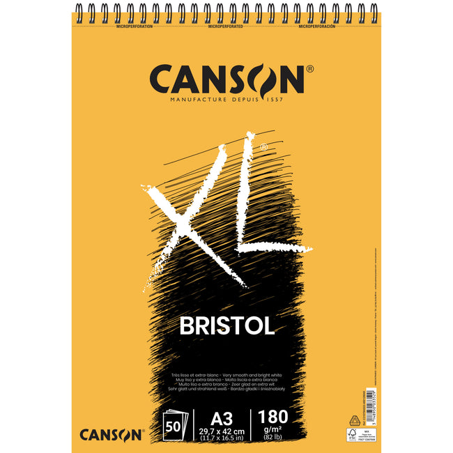 Canson -  Bristolpapier  xl 50vel 180gr a3 extra wit | 5 stuks