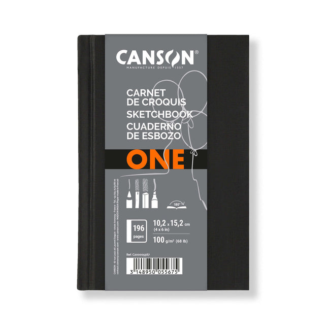 Canson - Sketchbook Art Book One couverture rigide 98 feuilles 100gr 102x152mm blanc | 6 pièces