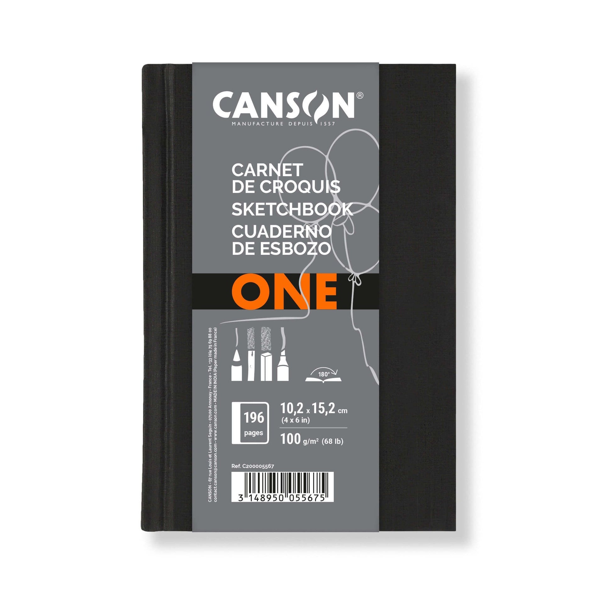 Canson - Skizzenbuch Art Book One Hardcover 98 Blatt 100gr 102x152mm weiß | 6 Stück