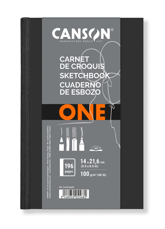Canson - Sketchbook Art Book One couverture rigide 98 feuilles 100gr 140x216mm blanc | 6 pièces