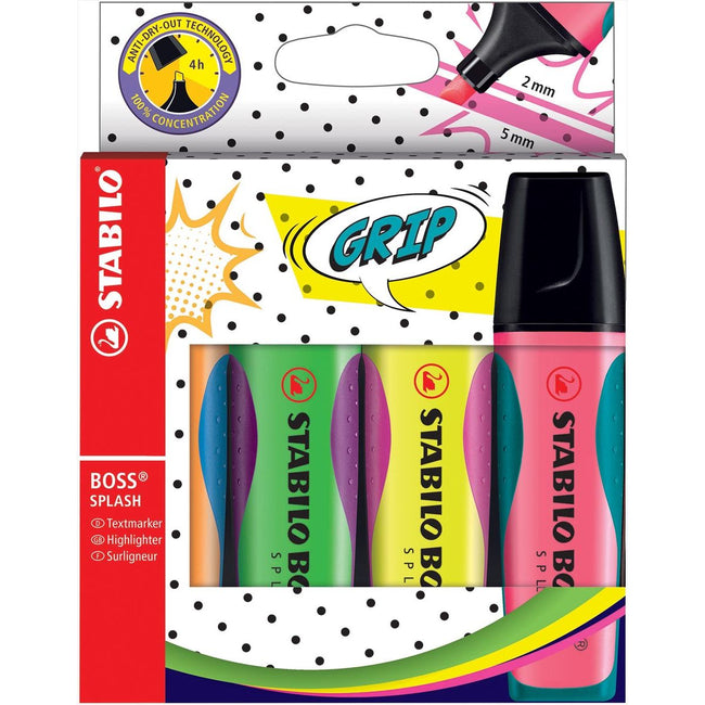 STABILO - BOSS SPLASH markeerstift, doos van 4 stuks