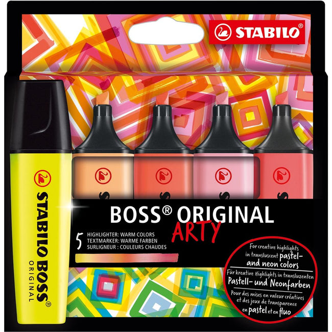 STABILO - BOSS ORIGINAL Textmarker Arty, Kartonetui mit 5 Stück in verschiedenen Farben