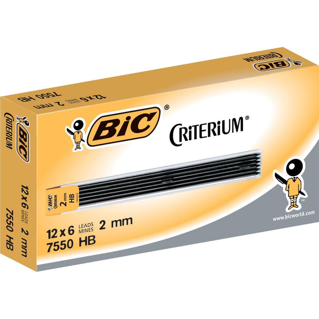 Bic - criterium potloodstiften, 2 mm, HB, etui van 6 stuks