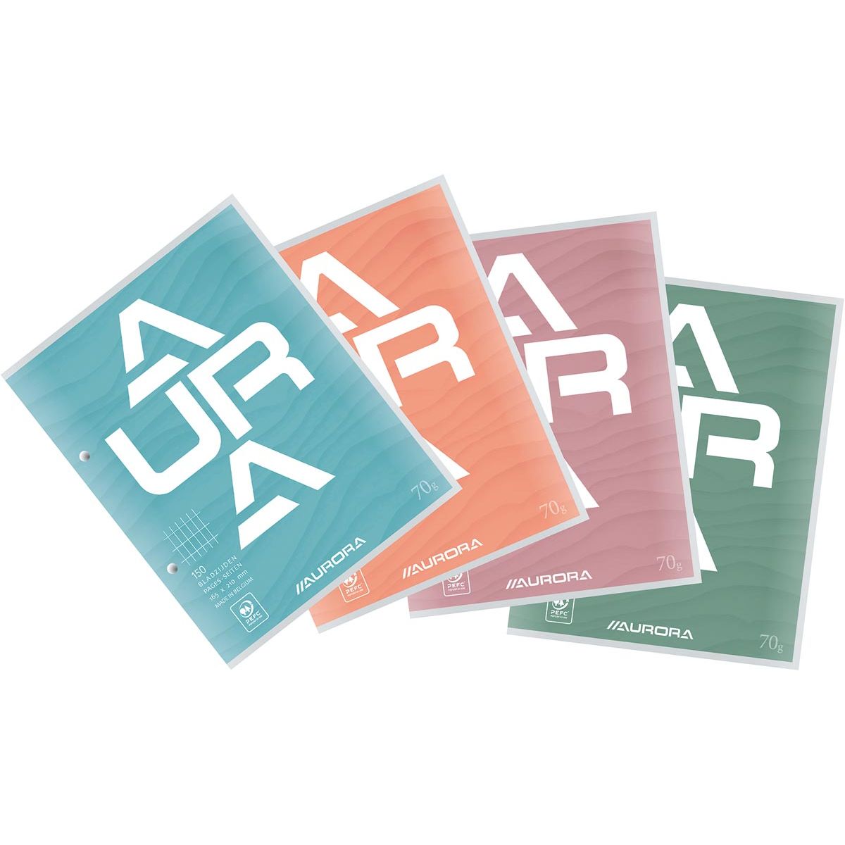 Aurora - bloc de cours, ft 16,5 x 21 cm, 75 feuilles, perforatrice 2 trous, à carreaux commerciaux