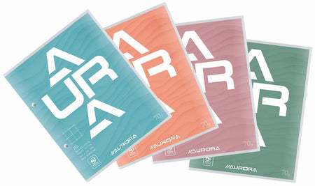 Aurora - bloc de cours, pi 16,5 x 21 cm, 75 feuilles, perforation 2 trous, carré 10 mm