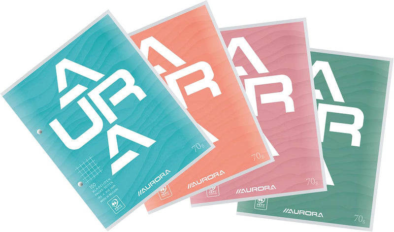 Aurora - bloc de cours, ft 16,5 x 21 cm, 75 feuilles, perforation 2 trous, carré 5 mm