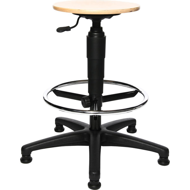 Topstar - tabouret supérieur Tec 60, avec anneau de pied chromé, avec configuration, bois