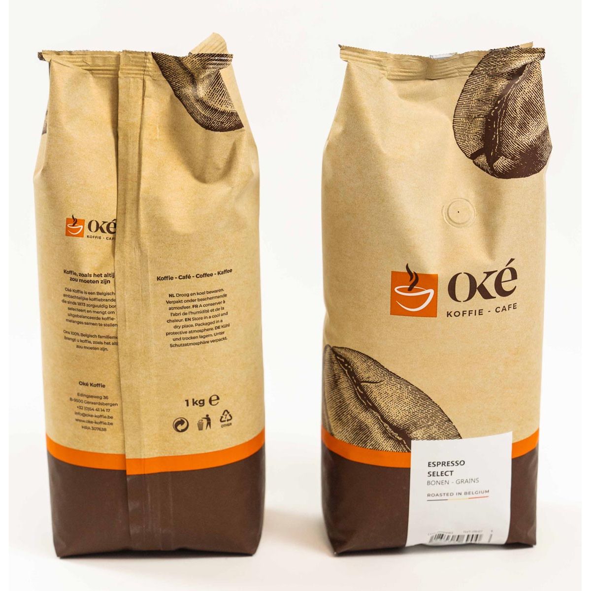 OKE Koffie - OKe Kaffeebohnen, 1 kg Beutel, Espresso Select