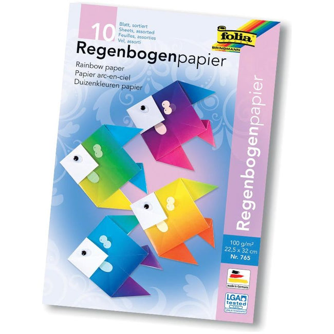 Folia - Folia regenboogpapier, 100 g, ft 22 x 32 cm, geassorteerde kleuren, pak van 10 vel