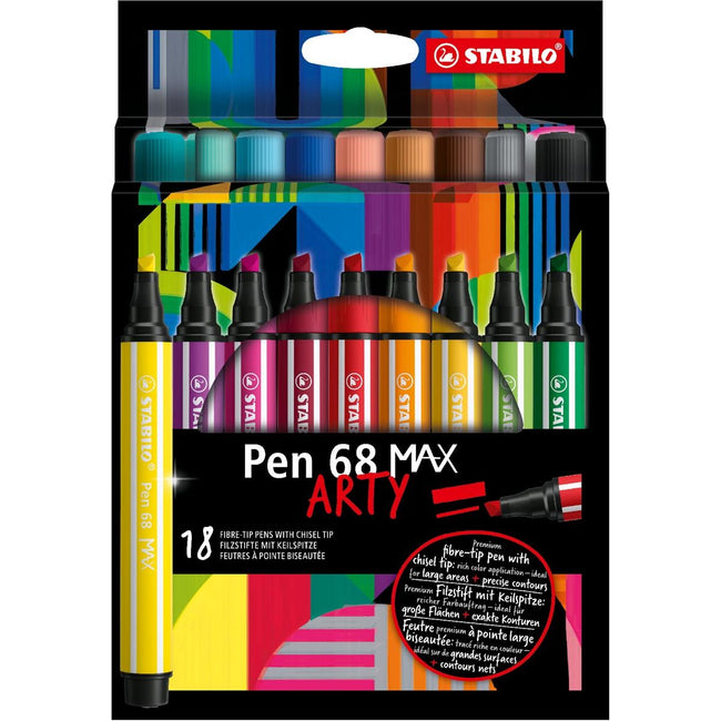 STABILO - pen 68 viltstift MAX ARTY, etui van 18 stuks, assorti