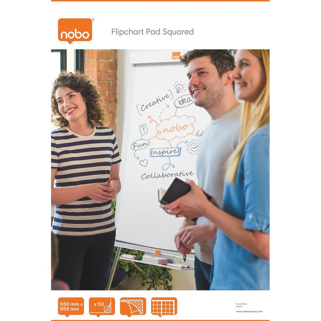 Nobo -  flipchartpapier, ft 100 x 65 cm, geruit, pak van 50 vel