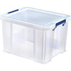 Bankers Box - boîte de rangement 36 litres, transparente avec poignées bleues, lot de 3 pièces emballées dans du carton