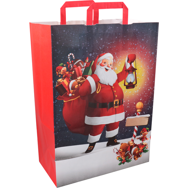 Klika - Tas | Santa Claus | Papier flacher Griff 32x 17x45cm | Tragetasche | 50 Stück