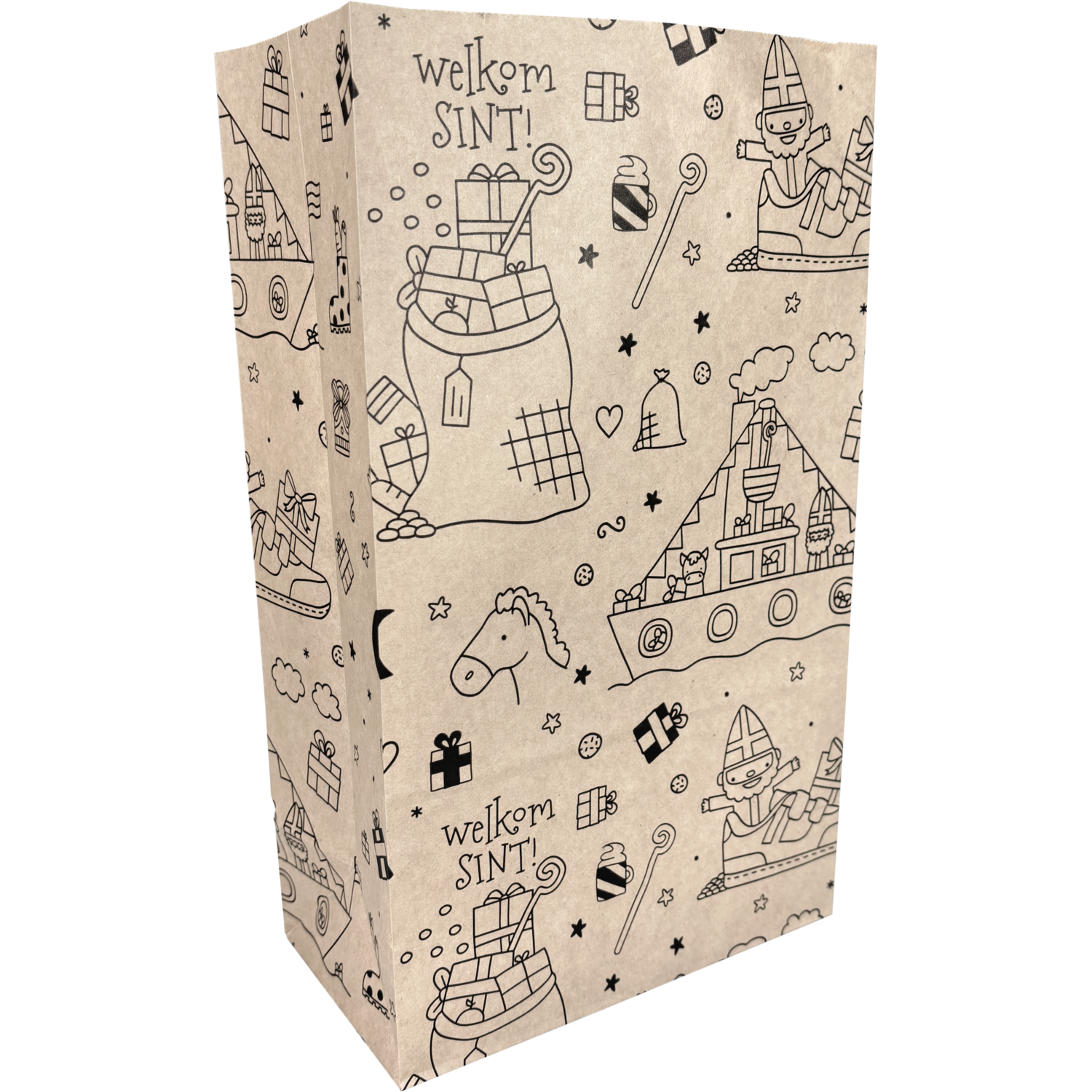 Klika -  Zak | Blokbodemzak | Papier | 18/ 10x31cm | Feestelijk | bruin | 1000 stuks