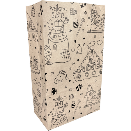 Klika -  Zak | Blokbodemzak | Papier | 18/ 10x31cm | Sint | bruin | 1000 stuks