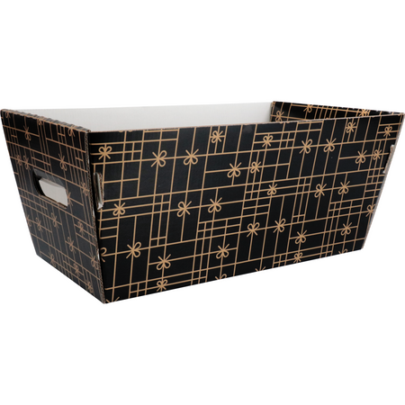 Klika - Korb | Wellpappe | 366x188x175mm | rechteckig | schwarz/gold | 10 Stück