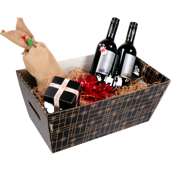 Klika - Panier | carton ondulé | 366x188x175mm | rectangulaire | noir/or | 10 pièces