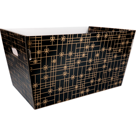 Klika - Korb | Wellpappe | 432x270x258mm | rechteckig | schwarz/gold | 10 Stück