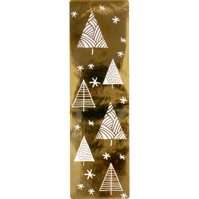 Klika - Sluitsticker | Trees | 200x60mm | papier + PE | goud/wit | rol à 100 stuks