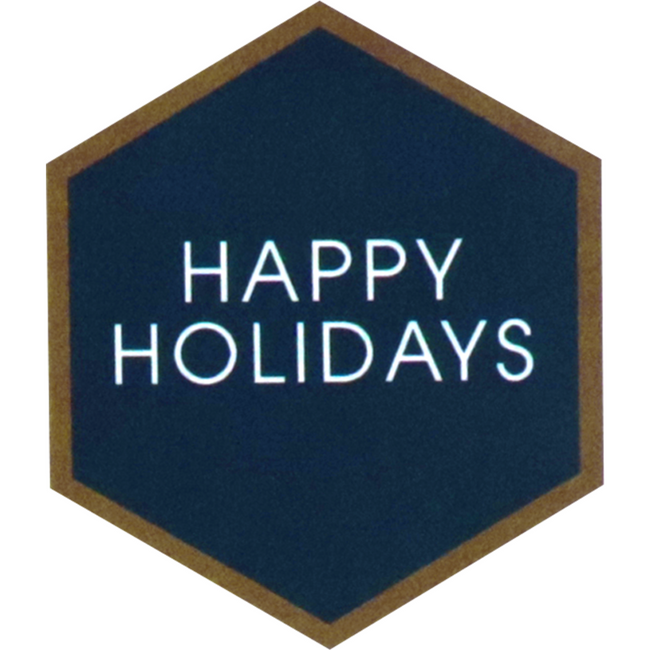 Klika -  Etiket | papier | Happy Holidays Hexagon | 46x40mm | blauw/wit | rol à 500 stuks