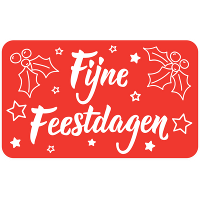 Klika -  Etiket | papier | Fijne Feestdagen | permanent | 50x30mm | wit/rood | rol à 500 stuks