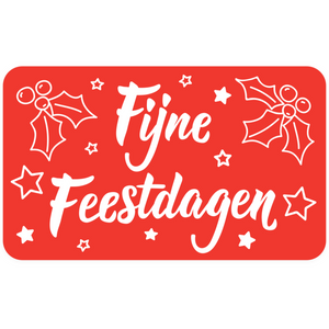 Klika -  Etiket | papier | Fijne Feestdagen | permanent | 50x30mm | wit/rood | rol à 500 stuks