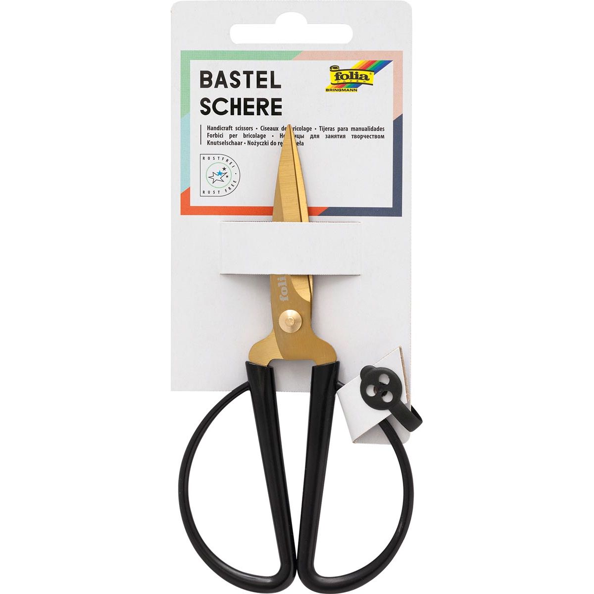 Folia -   knutselschaar, ft 14,5 cm, scherpe punt, RVS, zwart, blister van 1 stuk