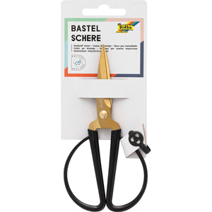 Folia -   knutselschaar, ft 14,5 cm, scherpe punt, RVS, zwart, blister van 1 stuk