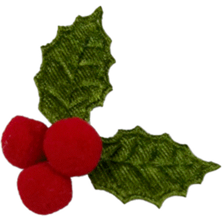 Klika -  Decoratiesticker | Hulstblad met besjes | PE | rood/groen | 150 stuks