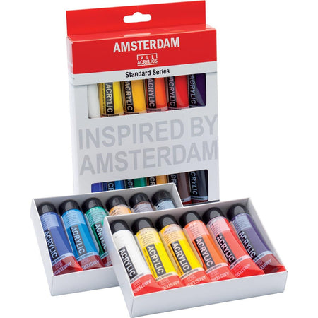 Amsterdam - peinture acrylique tube de 20 ml, étui de 12 pièces couleurs assorties