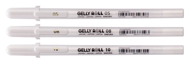 Sakura -  Gelschrijver Gelly Roll Classic set à 3 breedtes wit
