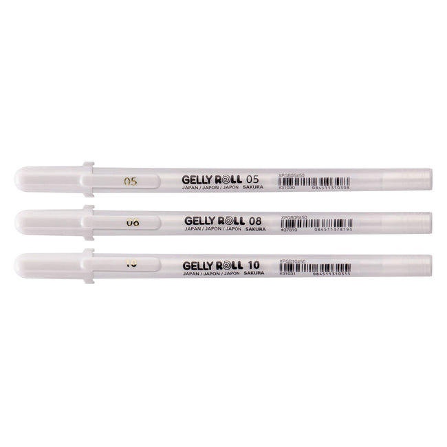 Sakura - Gel Writer Gelly Roll Classic Set mit 3 Breiten weiß | 6 Stück
