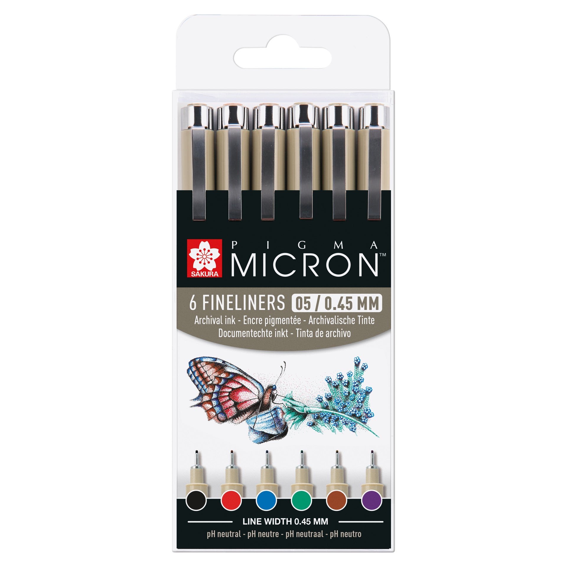 Sakura -  Fineliner pigma micron 05 basic 6 kleuren