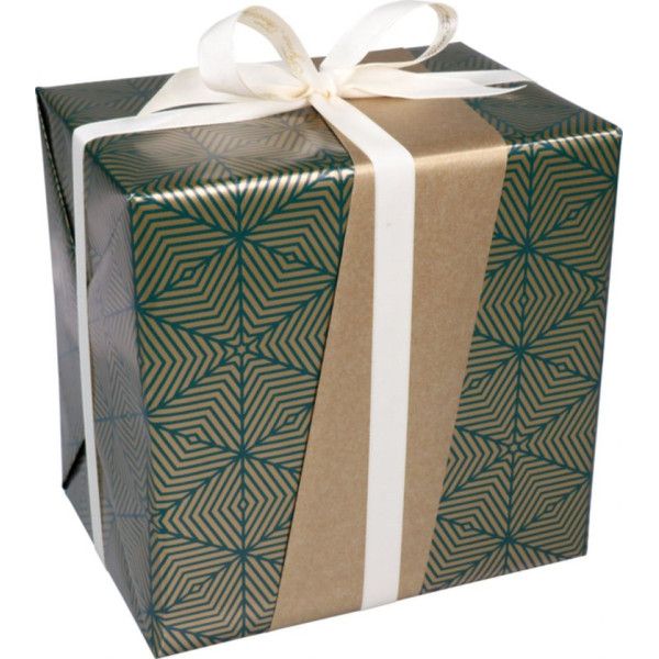 Klika - Papier cadeau 30cm 100m 80gr/m Noël géo vert or