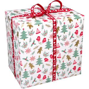 Klika -  Cadeaupapier | 50cm | 200m | 80gr/m² | Jolly christmas | wit/rood/groen