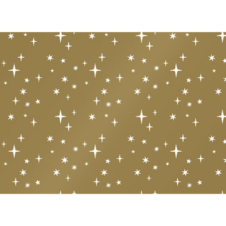 Klika -  Cadeaupapier | 50cm | 200m | 80gr/m² | Sterren | goud/wit | rol à ca. 200 meter
