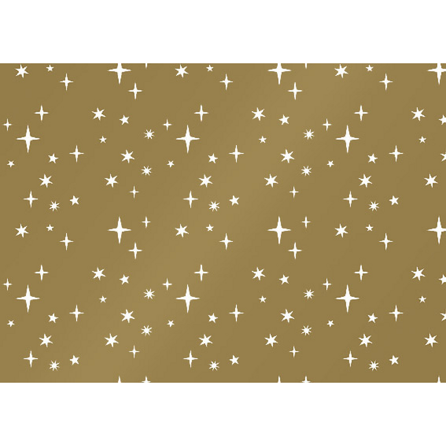 Klika -  Cadeaupapier | 30cm | 200m | 80gr/m² | Sterren | goud/wit | rol à ca. 200 meter