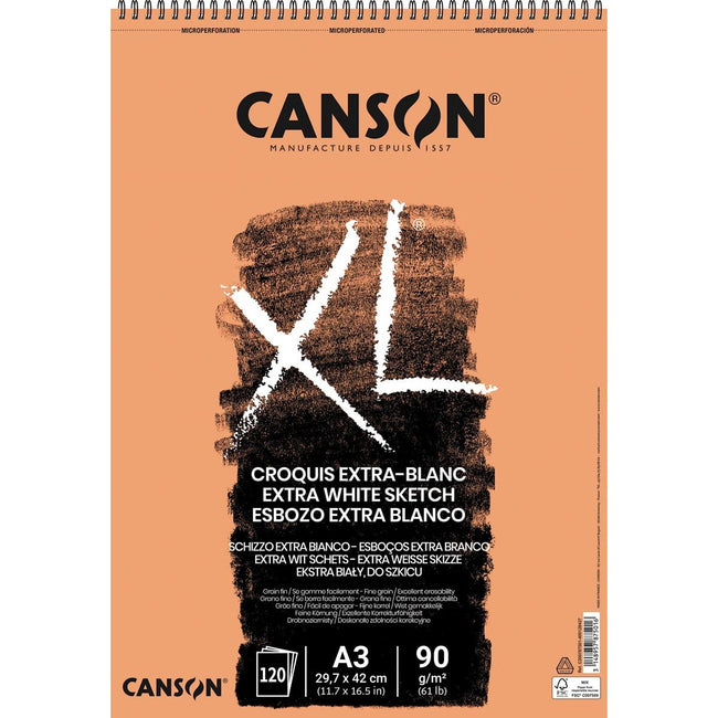 CANSON - Sketch Block XL Extra White FT 29.7 x 42 cm (A3)