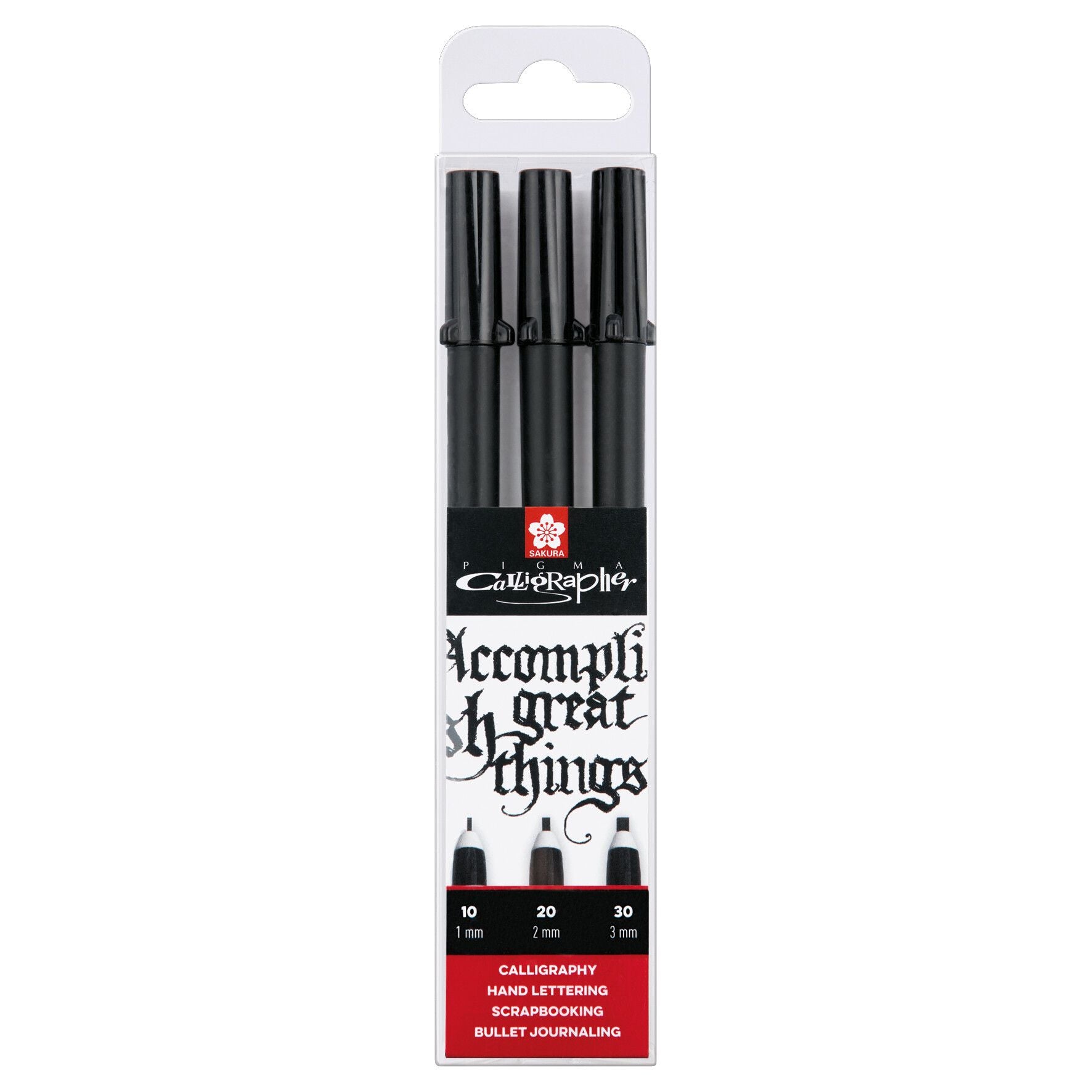 Sakura - Stylo calligraphie Calligraphe set de 3 largeurs noir | 5 pièces