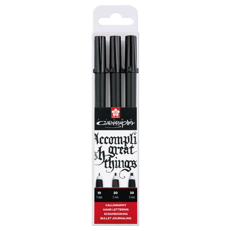 Sakura - Stylo calligraphie Calligraphe lot de 3 largeurs noir