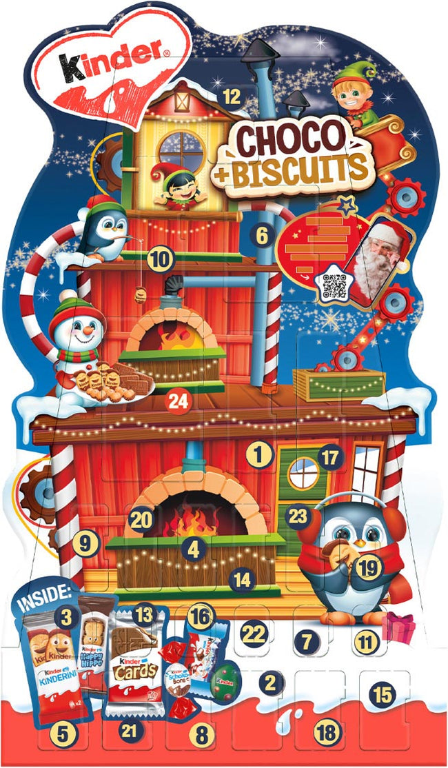 Kinder -   chocolade en koeken adventskalender, doos van 218 gram