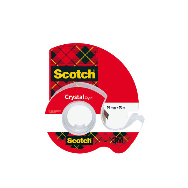 Scotch - Ruban adhésif crystal 600 19mmx15m tr + passe-main