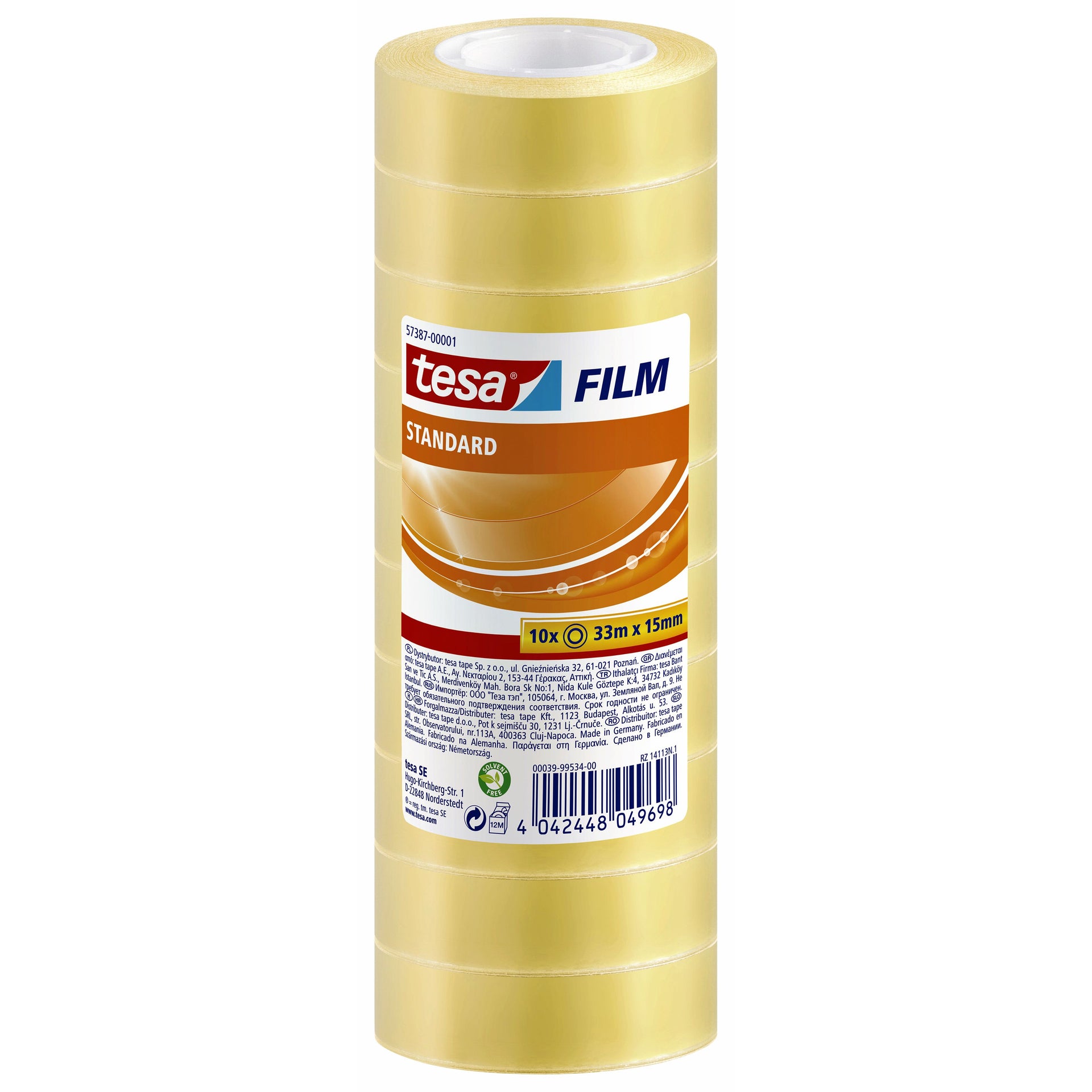 Tesa - Film adhésif® Standard 33mx15mm rétractable transparent 10 rouleaux