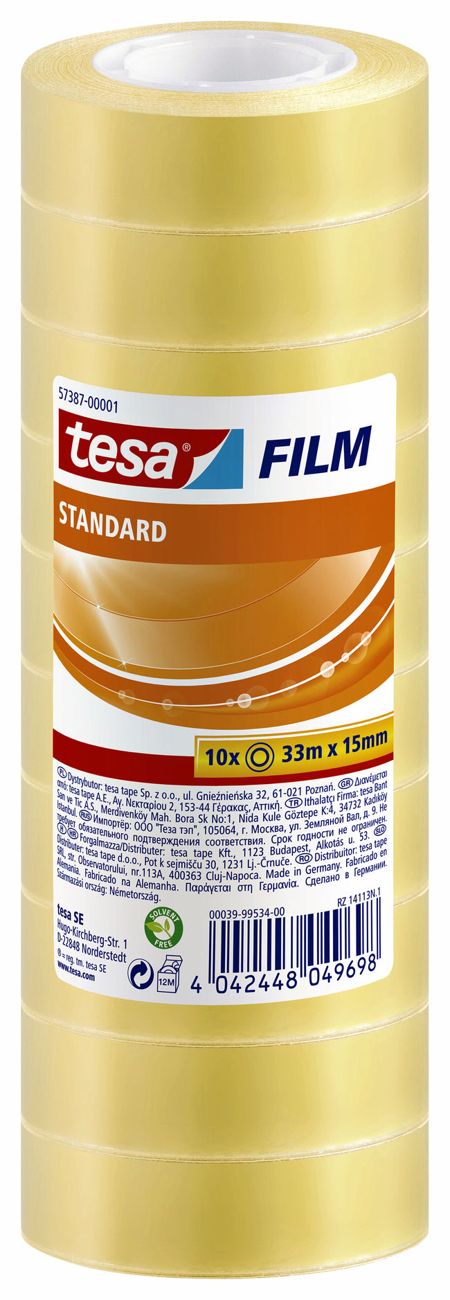 Tesa - Film adhésif® Standard 33mx15mm rétractable transparent 10 rouleaux