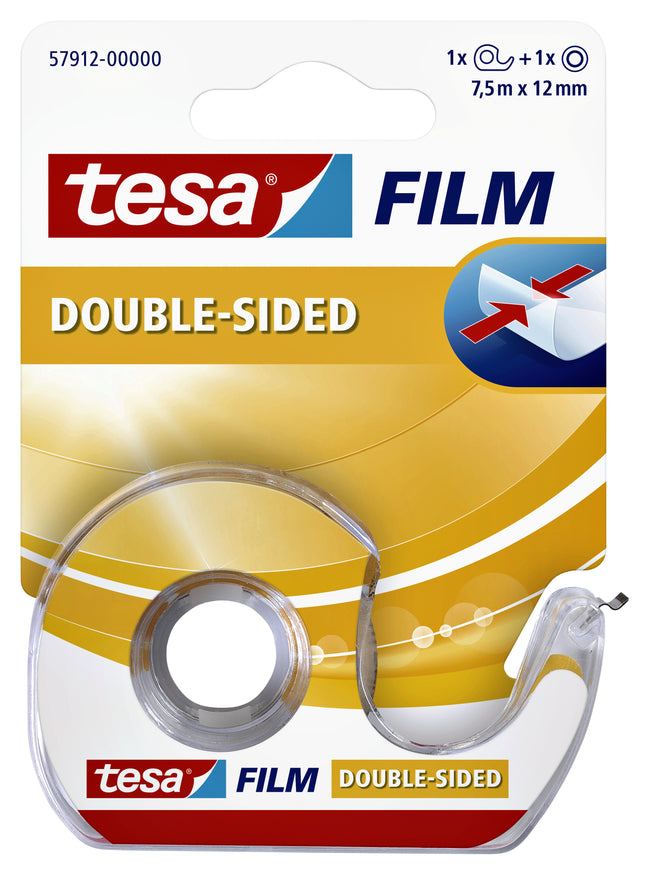 Tesa -  e film® dubbelzijdig 12mmx7,5m transparant met dispenser