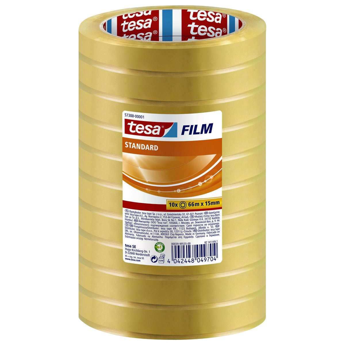 Tesa - Ruban adhésif film® standard 66mx15mm transparent 10 rouleaux | 10 pièces