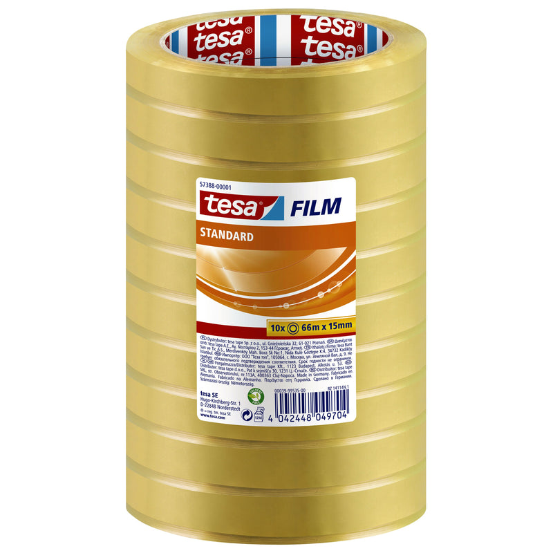 Tesa - Ruban adhésif film® standard 66mx15mm transparent 10 rouleaux | 10 pièces