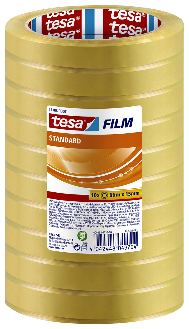 Tesa - Ruban adhésif film® standard 66mx15mm transparent 10 rouleaux | 10 pièces